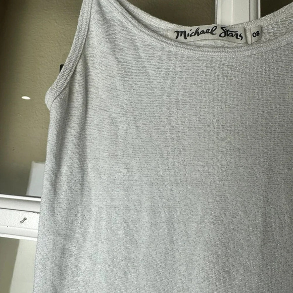 MICHAEL STARS White & Slight Shimmer Elevated Basic Tank Top - One Size - Picture 3 of 8